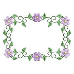 Decorative border design featuring vibrant purple flowers and green leaves, ideal for quilting projects.