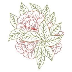 Delicate cluster of pink flowers with shading, surrounded by intricate green leaves showcasing prominent veins.