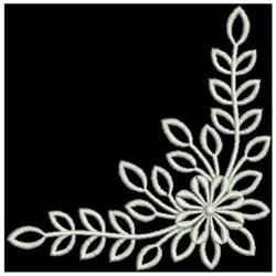 Elegant floral design featuring intricate leaves and a stylized flower in a curved composition, rendered in light colors on a
