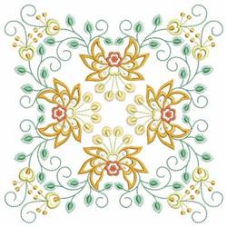 Elegant floral design with detailed flowers and leaves, featuring delicate swirls in soft yellows and greens.