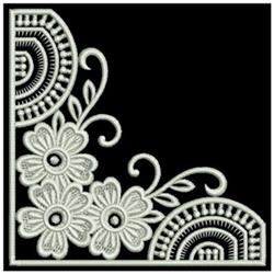 leaf detailed machine embroidery - Floral Whitework Corner for decorative pillow covers