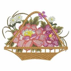Florals Baskets - 4x4 daisy detailed embroidery design for decorative pillow covers