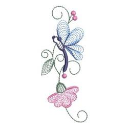 quick stitch summer dragonfly machine embroidery pattern - Flower Dragonfly for kitchen aprons