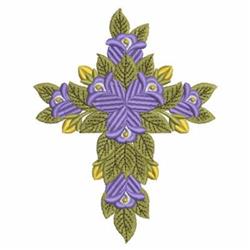rose detailed machine embroidery - Flowered Cross perfect for patchwork quilt blocks