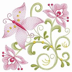 Flutterbys And Flowers - 4x4 butterfly beginner-friendly embroidery design for decorative pillow covers