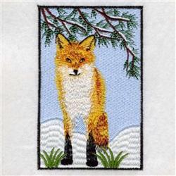 Framed Standing Fox - 4x4 fox detailed embroidery design for decorative pillow covers