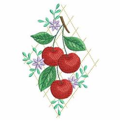 Fresh Cherries - 4x4 leaf beginner-friendly embroidery design for kitchen tea towels