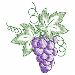 Fresh Grape Bunch - 4x4 leaf beginner-friendly embroidery design for kitchen aprons