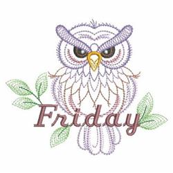 Friday Owl - 4x4 owl beginner-friendly machine embroidery design for kitchen tea towels