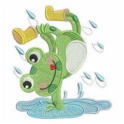 puddle detailed machine embroidery - Frog in Puddle perfect for kitchen tea towels