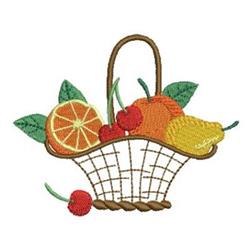 Colorful basket filled with vibrant fruits like orange, cherries, and lemon, surrounded by fresh green leaves, perfect for sp
