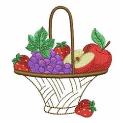 Colorful fruit basket with red apples, purple grapes, and bright strawberries, perfect for fall-themed decor.