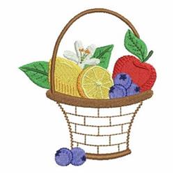 Colorful fruit basket with lemons, red apple, and blueberries, featuring a floral touch for spring decor.