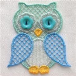 owl detailed machine embroidery - FSL Aqua Button Owl for decorative pillow covers