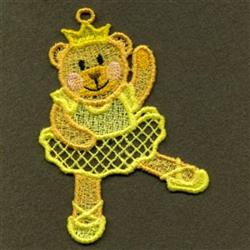 FSL ballet bear in a bright yellow outfit and crown, poised gracefully with intricate lace details.