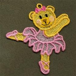 FSL ballet bear in a pink tutu striking a playful pose with a raised arm and cheerful smile, perfect for kids.