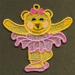 FSL ballet bear in bright yellow with a pink skirt and bow, smiling joyfully, perfect for birthdays.