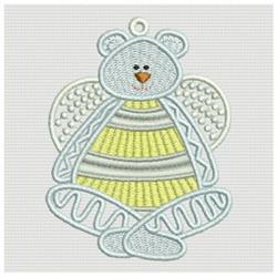 FSL bear with a light blue body, yellow patterned belly, and whimsical wings, radiating playful charm.