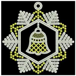 detailed winter snowflake in-the-hoop machine embroidery pattern - FSL Bell Snowflake for kitchen aprons