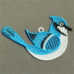 FSL blue jay showcasing vibrant blue and black feathers with white accents, playful and colorful design.