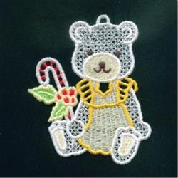 detailed christmas bear machine embroidery pattern - FSL Candy Cane Bear for decorative pillow covers