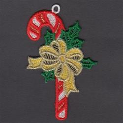 detailed christmas cane machine embroidery pattern - FSL Candy Cane for kitchen aprons