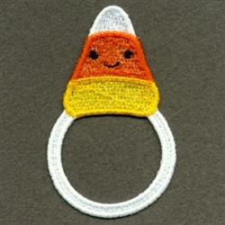 FSL candy corn with a smiling face, in cheerful orange, yellow, and white tones, perfect for Halloween.