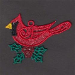 beginner-friendly christmas bird machine embroidery pattern - FSL Cardinal for Table Decor