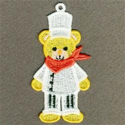 FSL bear in a chef outfit with a tall hat and red scarf, showcasing cheerful, playful details.