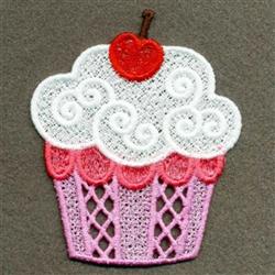 FSL Cherry Cupcake - 4x4 cupcake detailed embroidery design for Birthday Banners
