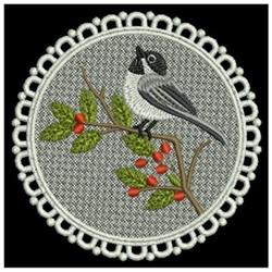 detailed bird machine embroidery pattern - FSL Chickadee perfect for kitchen tea towels