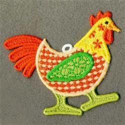 bird detailed machine embroidery - FSL Chicken perfect for decorative wall hangings