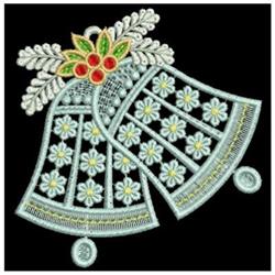 detailed christmas bell machine embroidery pattern - FSL Christmas Bells 2 for kitchen tea towels