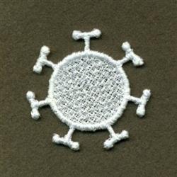 FSL circular lace design featuring delicate white protruding elements, creating an intricate texture against a darker backdro