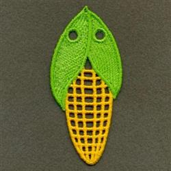 FSL corn cob with vibrant green leaves and bright yellow kernels, featuring a playful mesh texture, perfect for autumn.