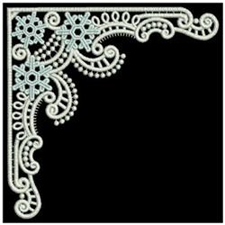 FSL Corners - 5x7 snowflake detailed machine embroidery design for Table Linens