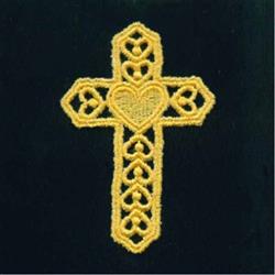 beginner-friendly easter heart machine embroidery pattern - FSL Cross for kitchen tea towels