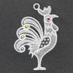 FSL Crystal Rooster - 4x4 bird detailed machine embroidery design for cute baby onesies