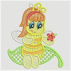 leaf detailed machine digital embroidery - FSL Cute Bees perfect for Playful Banners