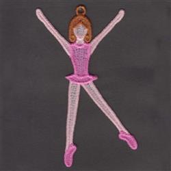 FSL dancer figure in a vibrant pink dress and ballet shoes, arms spread wide, conveying joy against a dark background.