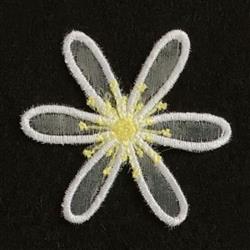FSL flower with six white petals and a yellow center, featuring delicate, lace-like transparency, perfect for spring.