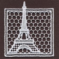 FSL Eiffel Tower Doily - 4x4 doily detailed embroidery design for kitchen aprons