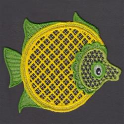 FSL fish with playful yellow and green colors, featuring textured fins and lively details.