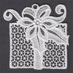 detailed christmas gift machine embroidery pattern - FSL Gift for Tree Ornaments