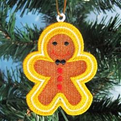 detailed christmas gingerbread man machine embroidery pattern - FSL Gingerbread for Gift Tags