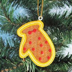 detailed christmas gingerbread man machine embroidery pattern - FSL Gingerbread Mitten for Holiday Decor