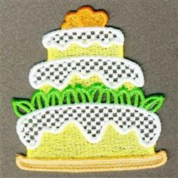 detailed cake machine embroidery pattern - FSL Layered Cake for kitchen tea towels