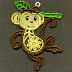 FSL monkey with playful yellow body, brown accents, green leaf, and a cute red nose, perfect for whimsical decor.