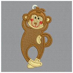 FSL monkey ornament with playful brown fur, red facial accents, and white shoes, perfect for kids' projects.