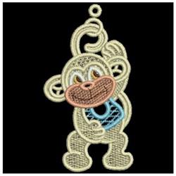 detailed christmas monkey in-the-hoop machine embroidery pattern - FSL Monkeys for Baby Bibs